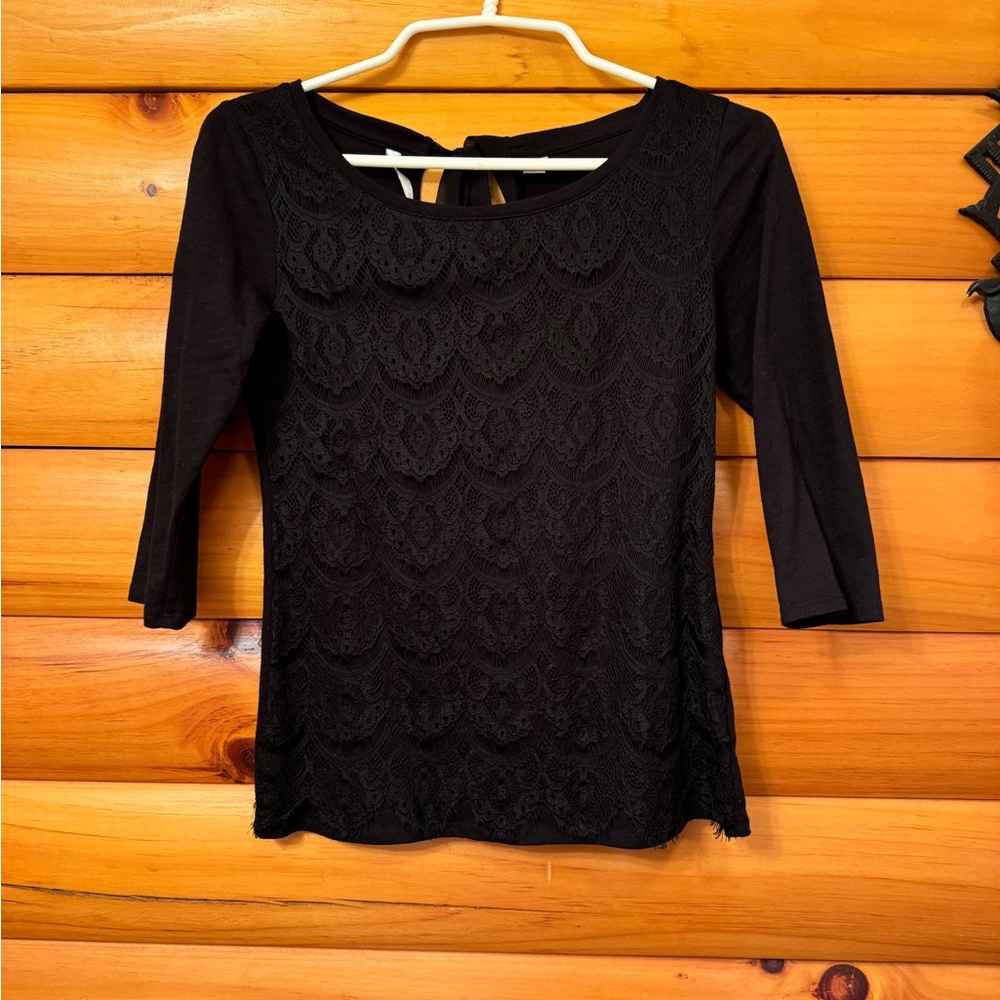 LC Lauren Conrad Black Lace Women's Top
